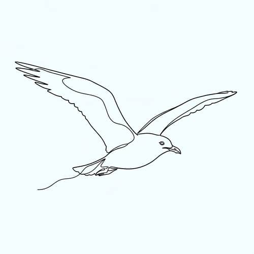 Seagull in Flight Vector Illustration