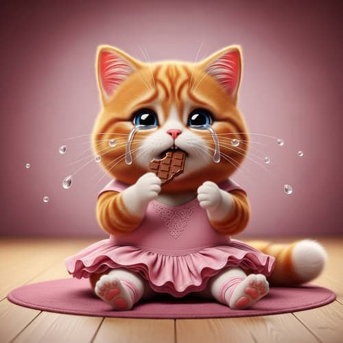 Charming Red-Haired Cat Crying | Hyperrealism & Photorealism