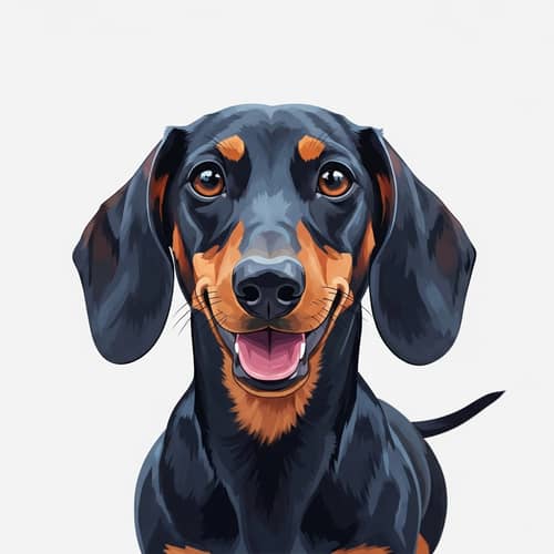 Joyful Dachshund Dog Digital Painting - Modern Minimalism