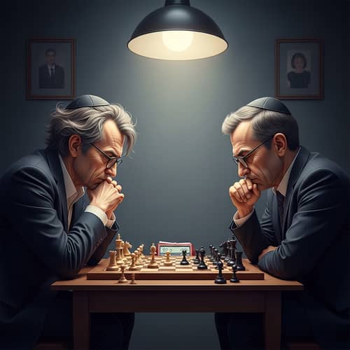 World Chess Champions of Jewish Descent Engrossed in Game