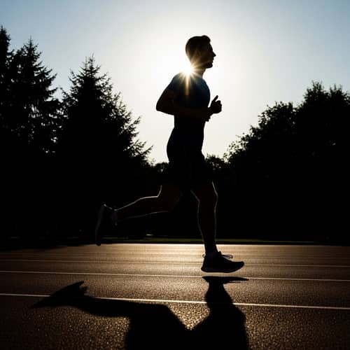 Caucasian Male Athlete Running Under Radiant Sunlight