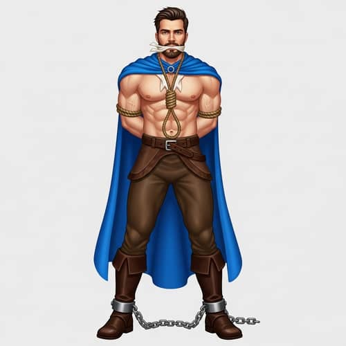 Young Muscular Prince in Chiseled Face Costume for Execution