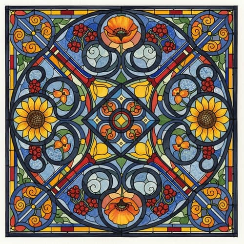 Traditional Ukrainian Stained Glass Watercolor | Tiffany Style