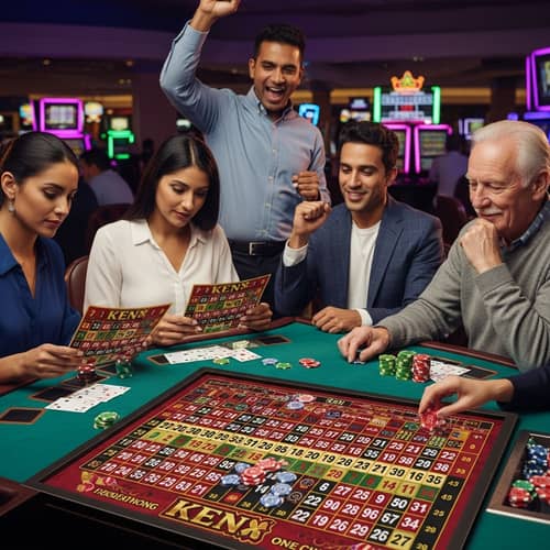 Vibrant Keno Game in a Diverse Casino Hall | Play & Win Big