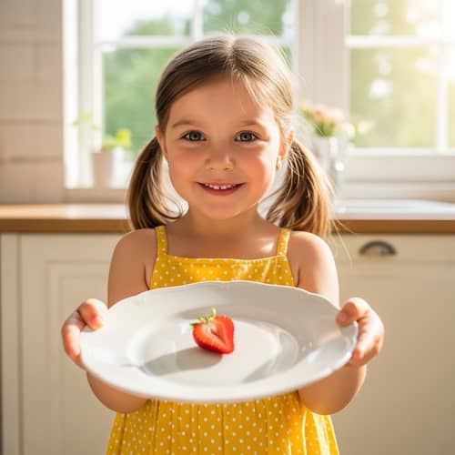 Smiling Little Girl Holding a Plate