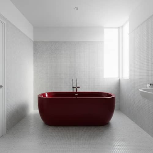 Bordeaux Red Bathtub in Elegant Bathroom Design