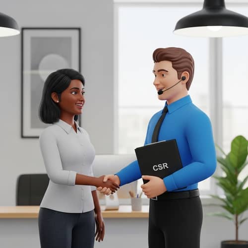 3D Customer-Customer Service Rep Handshake Interaction