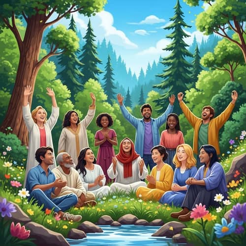 Diverse Group of Happy People in Nature | Joyful Multicultural Gathering