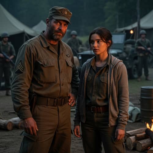 Victor Pchelkin & Brunette Girl: Military Camp Camaraderie Scene