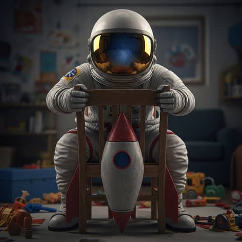 Astronaut Helmet on Chair - Space Adventure Imagery