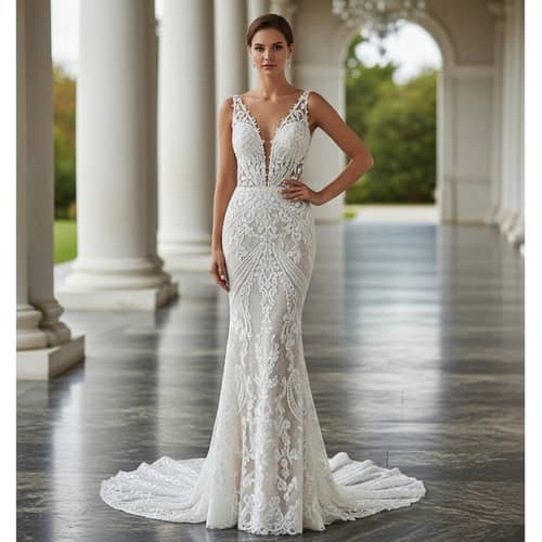 Contemporary Wedding Dress with Elegant Transparent Detailing