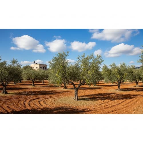 Traditional Palestinian Olive Grove in Autumn | Panoramic View
