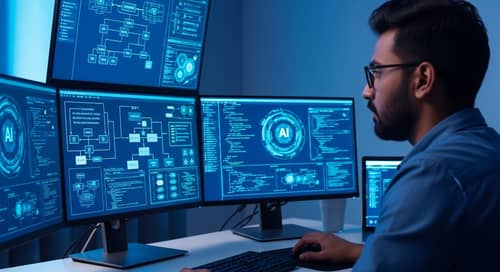 South Asian Individual Engrossed in AI Technology on Computer