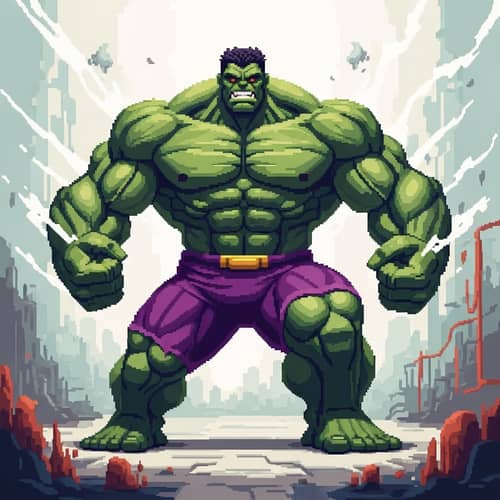 Pixelated PS2 Hulk: Retro Low-Poly Design
