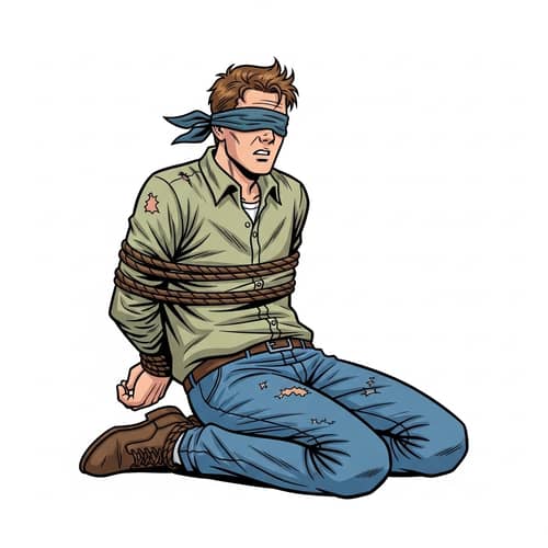Scared Hostage Situation Illustration | Vibrant Comic Style Art