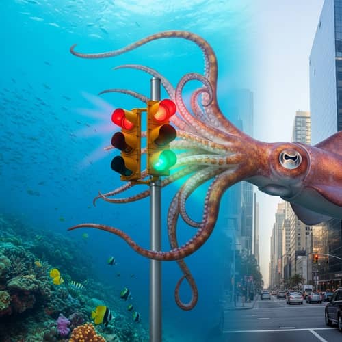 Surrealism Squid & Traffic Light Encounter