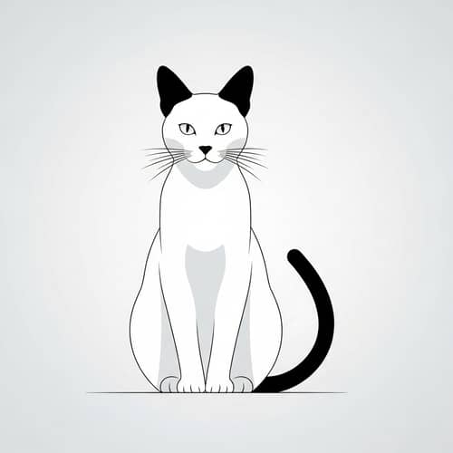 Minimalist Style Cat Image with Black Ears and Tail