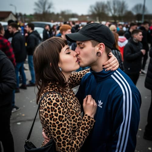 Eclectic Couple Deep Kiss in Parking Lot | Urban Street Photography