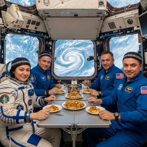 Astronauts Dining on Uzbek Plov in Space