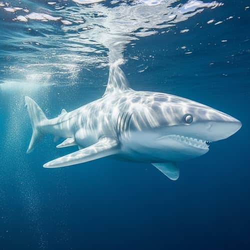 Ethereal Ice Shark in Frigid Depths | Enigmatic Sea Creature