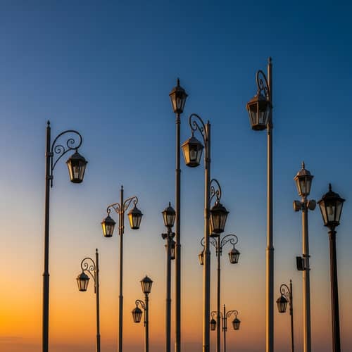 Unique Ornamental Light Posts Against Sky Backdrop