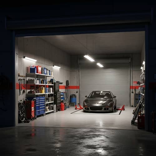 Spacious Single Room Garage Interior View