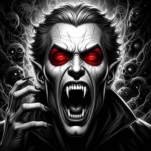 Intense Vampire Scream in Graphic Novel Style