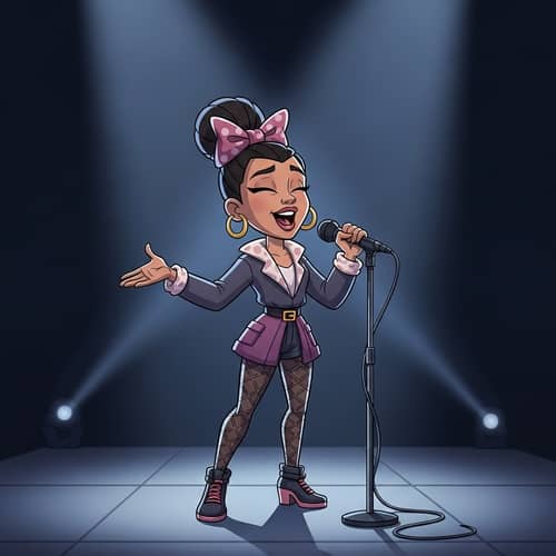 Fashionable Music Performer Cartoon Character | Unique Style