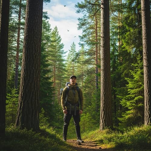 Finnish Man in Serene Forest Setting - Outdoor Adventure