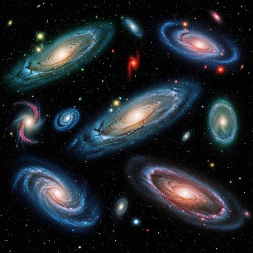 Vibrant Colorful Galaxies in Cosmic Space