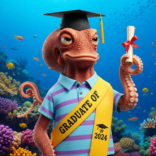 Octopus Graduate 2024 | Unique Academic Octopus Photo