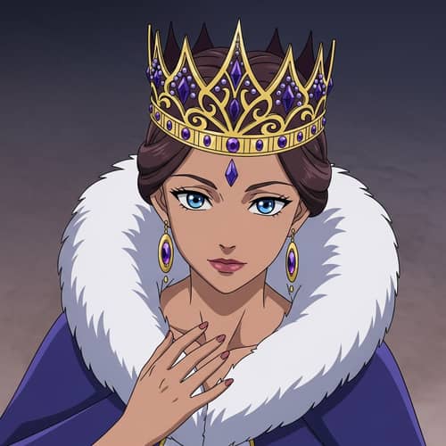 Mysterious Queen Hinata with Sparkling Blue Eyes | Elegant Crown