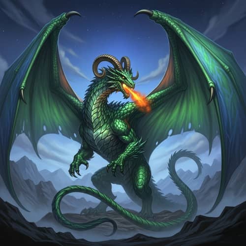 Majestic Dragon with Iridescent Scales | Night Sky Scene