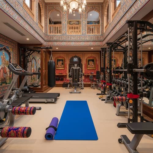 Opulent Home Gym with Rajasthani Influences | Fitness Equipment & Decor