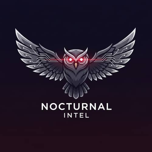 Vector Owl Logo with Glowing Infrared LED Eyes