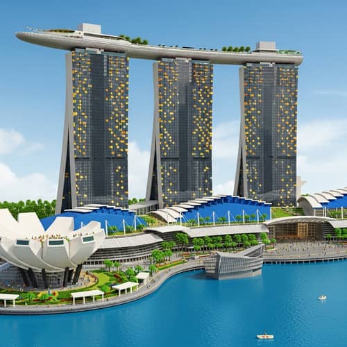 Lego Marina Bay Sands Singapore - Colorful Replica in Lego Bricks