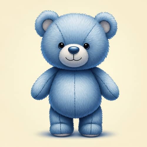 Enchanting Blue Teddy Bear Illustration - Disney-like Charm