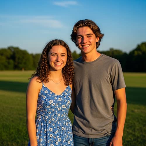 Youthful Friendship: 17-year-old Girl & 18-year-old Boy Smiling Together