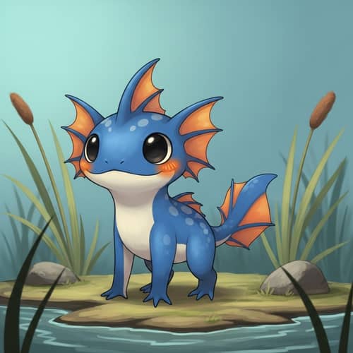 Marshtomp Pokemon - Blue Amphibian Fantasy Creature