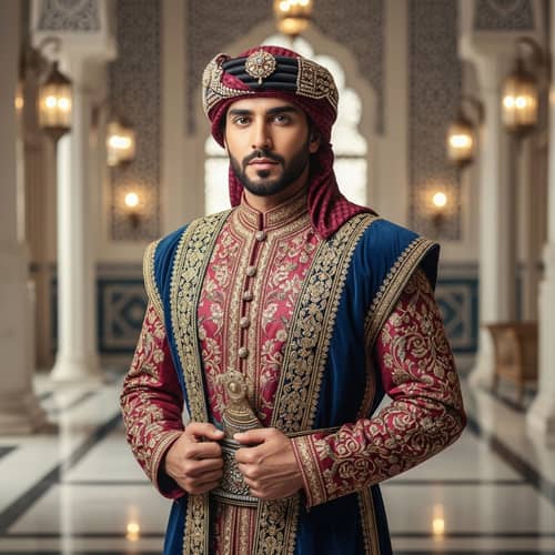20-year-old Pakistani Boy in Royal Arabic Attire | Strong Eyes