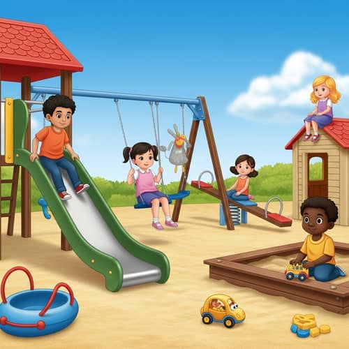 Kids Playground with Slide, Swing, Sandbox & More | Playtime Fun