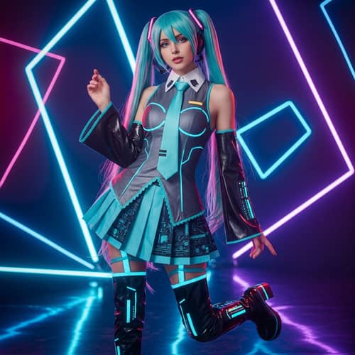 Miku-Inspired Costume for Young Woman | Futuristic Pop Star Look
