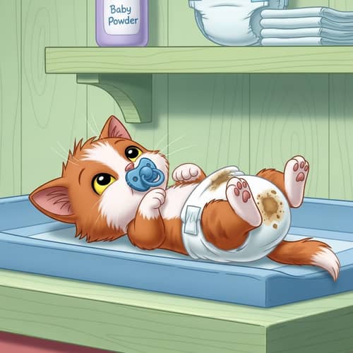 Adorable Newborn Kitten on Changing Table - Funny Moments