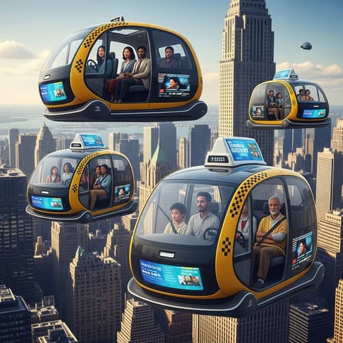 Futuristic Self-Driving Taxis: Skybound Eco-Friendly Transportation
