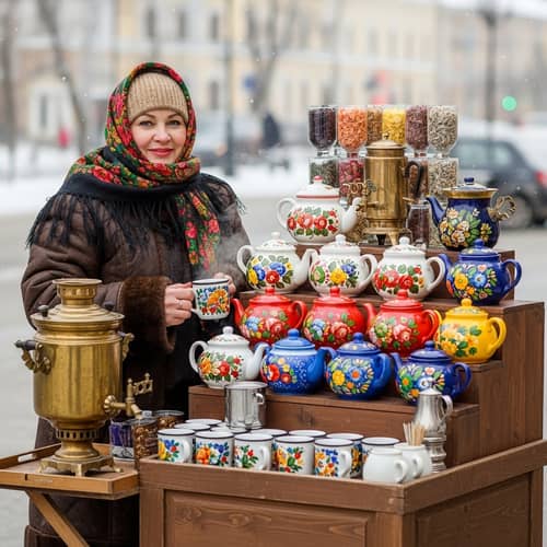 Authentic Russian Tea Seller | Colorful & Aromatic Teas