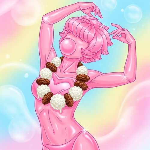 Bubble Gum Superhero with Raisin and Cottage Cheese Necklace