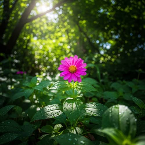 Vivid Flower in Full Bloom Surrounded by Lush Garden
