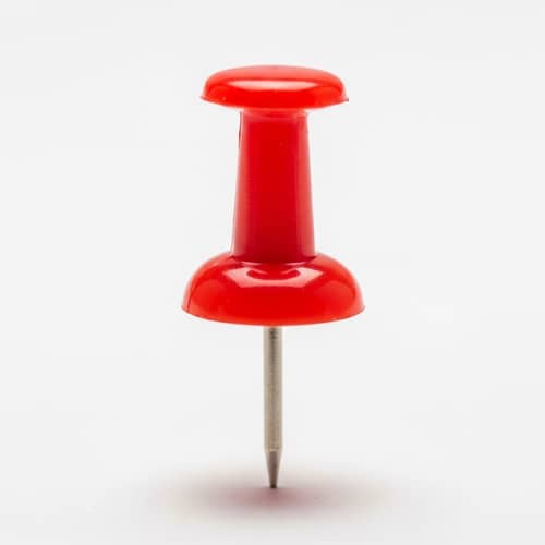 Shiny Red and Silver Pushpin - Office Supplies
