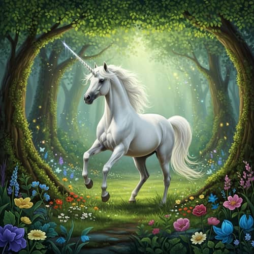 Majestic Unicorn in Enchanting Forest