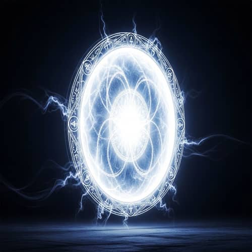 Mystical Portal with Glowing Light - Ancient Symbols and Magic Energy